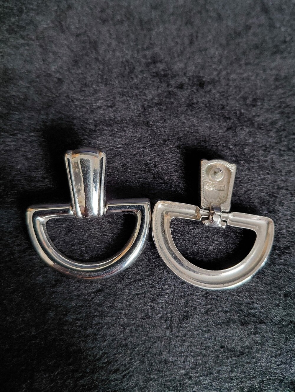 Monet Silver-tone Half-Crescent Knocker Earings
